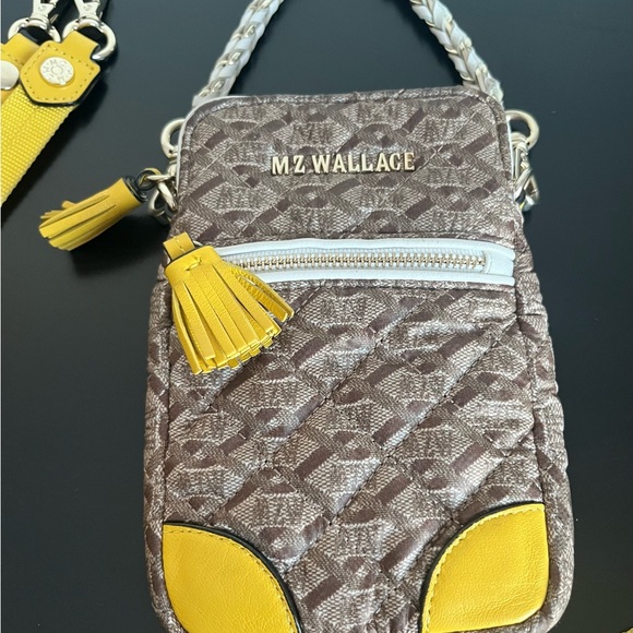 MZ Wallace Quilted Brown and Yellow Crossbody Bag - Picture 2 of 13